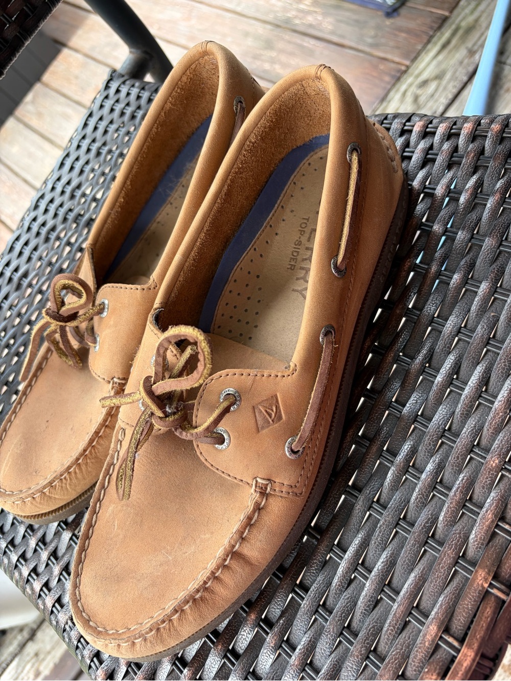 Sperry Brown Leather Moc Toe Boat Shoes